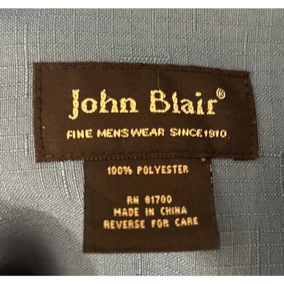 John Blair Shirt Men L Blue Button Up‎ Short Sleeve Comfort Casual Pockets Pilot - Picture 3 of 4